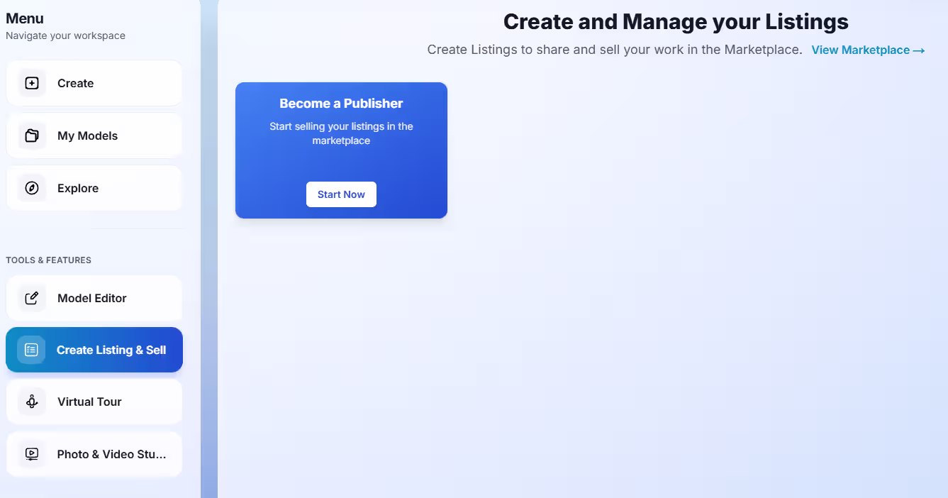 Marketplace Terms & Conditions inside the Create Listing tool