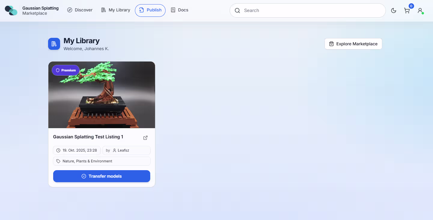 My Library view with purchased listings