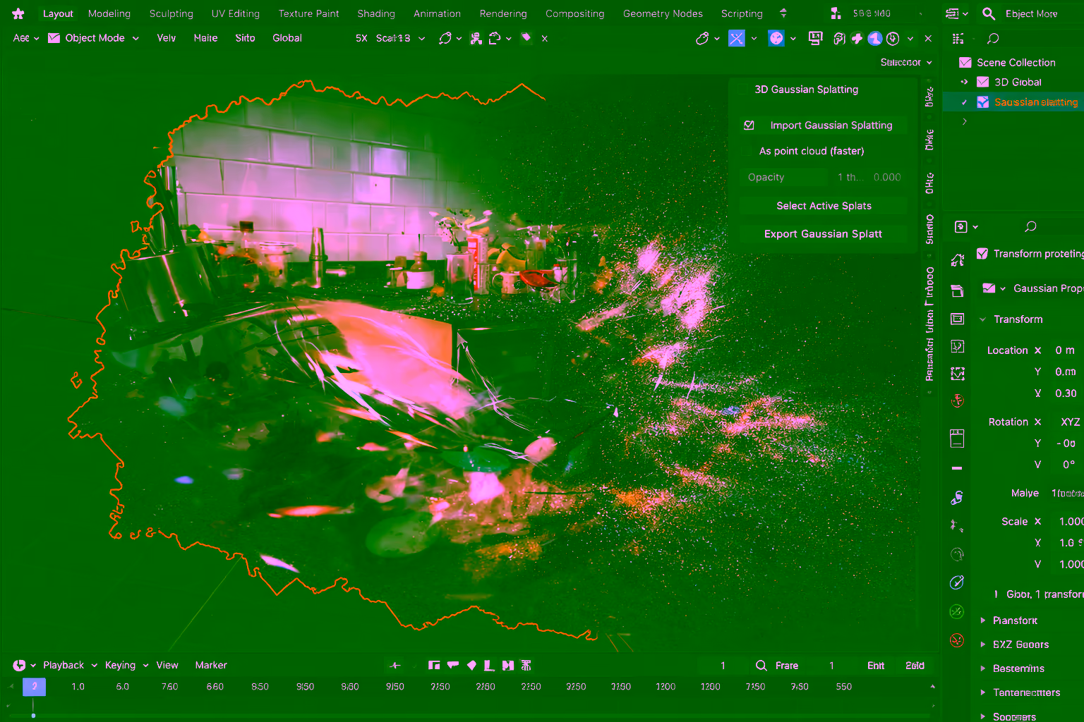 Importing a Gaussian Splatting PLY into Blender